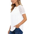 thumbnail image 3 of UVN Blusas para Mujer de Manga Corta Tops de Encaje Verano Casual Cuello Redondo Camisas Plisadas, 3 of 8