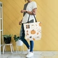 thumbnail image 4 of FORMRS Womens Canvas Tote Bag with Zipper Inner Pocket Shoulder Handbag, Beige Fall Pumpkin, 4 of 7