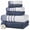 Denim Blue, variant on Modern Threads Reinhart 6-Piece Quick Dry Striped, Cotton Bath Towel Set, Tan Beige