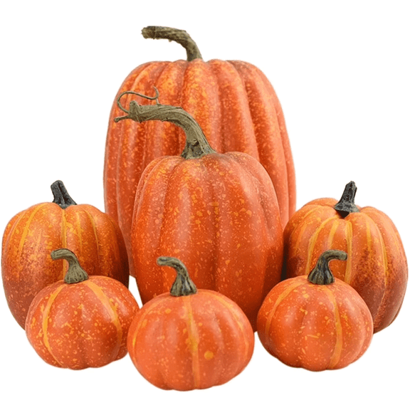 7PC Halloween Artificial Pumpkin Model Decoration, Thanksgiving Harvest Simulation Pumpkins Ornament Bulk, Party Pumpkin Decorations Display Props, Multicolor Halloween Faux Pumpkin Table Decor