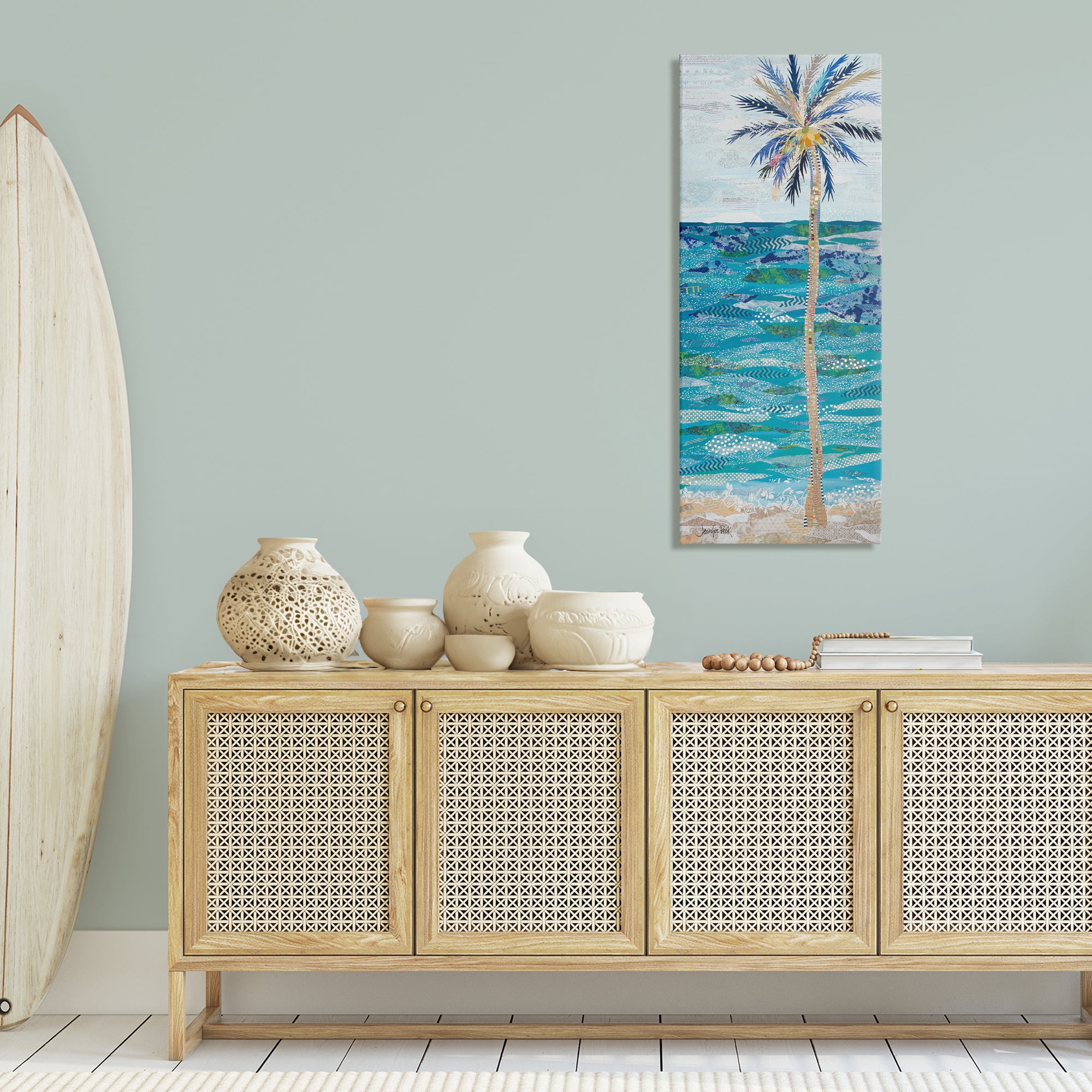Stupell Industries Tangled in Blue Collage Coastal Painting Gallery Wrapped Canvas Art Print Wall Art, 20 x 48
