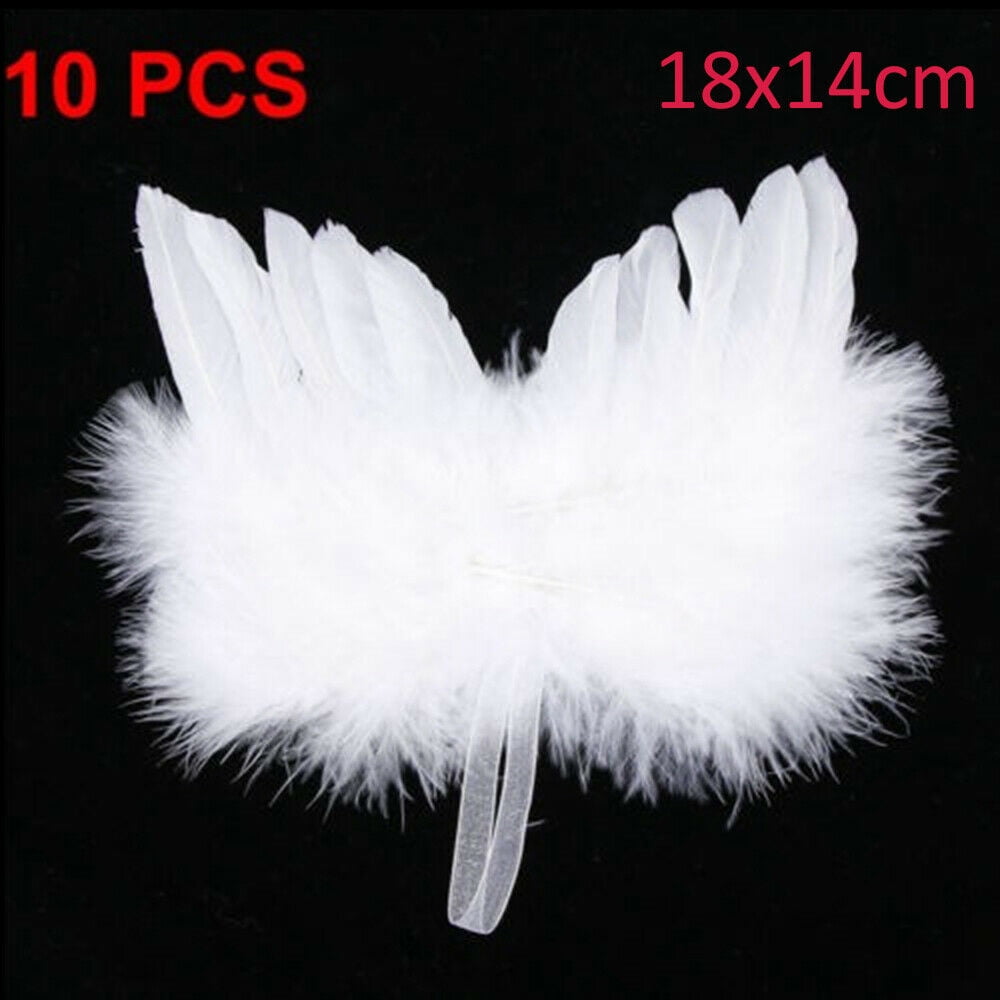 10x White Vintage Feather Hanging Angel Wings Christmas Tree Wedding Decoration.