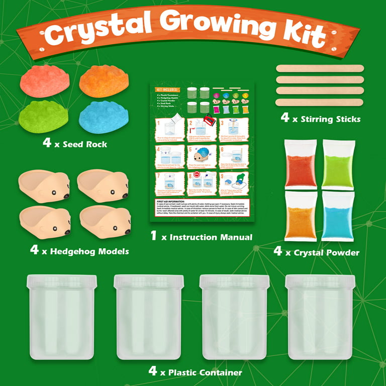 Eduman Crystal Growing Activity Kit ,Colored Hedgehog Grow Crystal, Science  Experiment Kit for Child Age 8+