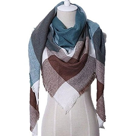 - PAPER & QUARTZ Triangular Shawl Scarf in Forest Brown and Teal Green