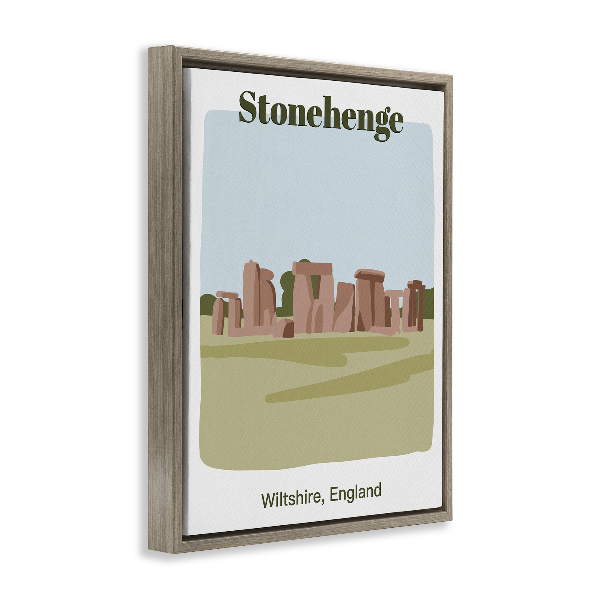 Stupell Industries Stonehenge Landmark Architecture Town & City Painting Brown Floater Framed Art Print Wall Art, 17 x 21