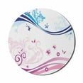 thumbnail image 1 of Floral Mouse Pad for Computers, Modern Digital Swirls Ivy Flowers Leaves and White Backdrop Image, Round Non-Slip Thick Rubber Modern Gaming Mousepad, 8" Round, Dark Blue Lilac, by Ambesonne, 1 of 2