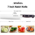 thumbnail image 2 of MOSFiATA Nakiri Knife 7 Inch Vegetable Cleaver Knife, 5Cr15Mov High Carbon Stainless Steel Kitchen Cooking Knife with Ergonomic Pakkawood Handle, Full Tang Meat Cutting Knife with Sheath for Kitchen, 2 of 6