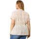 thumbnail image 5 of Women's Plus Size Top Ruffle Placket Button Ditsy Floral Peplum Blouse White 1X, 5 of 7