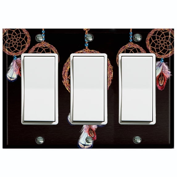 Metal Light Switch Plate Cover Beaded Feather Dreamcatcher DRM003