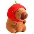 thumbnail image 5 of Lindo juguete de peluche de capibara, capibara esponjoso kawaii con bolsa de tortuga, gorro de fresa, animales de peluche, regalo para niños, decoración del hogar, 5 of 5