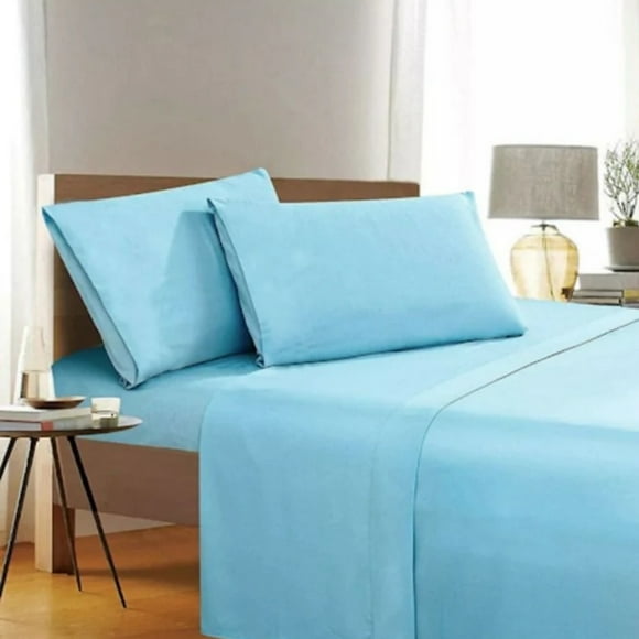 Ensemble de Draps pour Lit Grand (Plat x1 + Drap-Housse x1 + Drap-Housse X2) en Couleurs Élégantes TURQUOISE et Tissu TURQUOISE Microfibre Peluche Extra Douce 4 Pcs/ Ensemble Prix de Liquidation 25 $/ Ensemble (Vendu en Lot de 2 Ensembles - à Mélanger et Assortir)