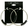 thumbnail image 3 of Mi Amore Hoop-Earrings Silver-Tone & Black, 3 of 4