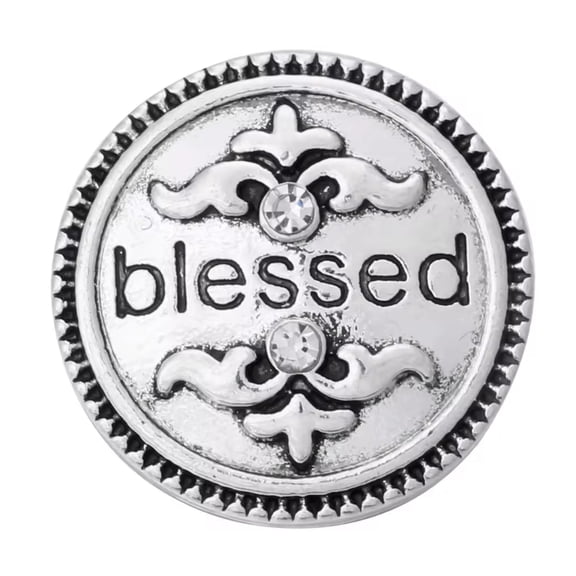 Snap Jewelry 18MM Blessed Ginger Charm with Silver Finish and Clear Rhinestone Accents