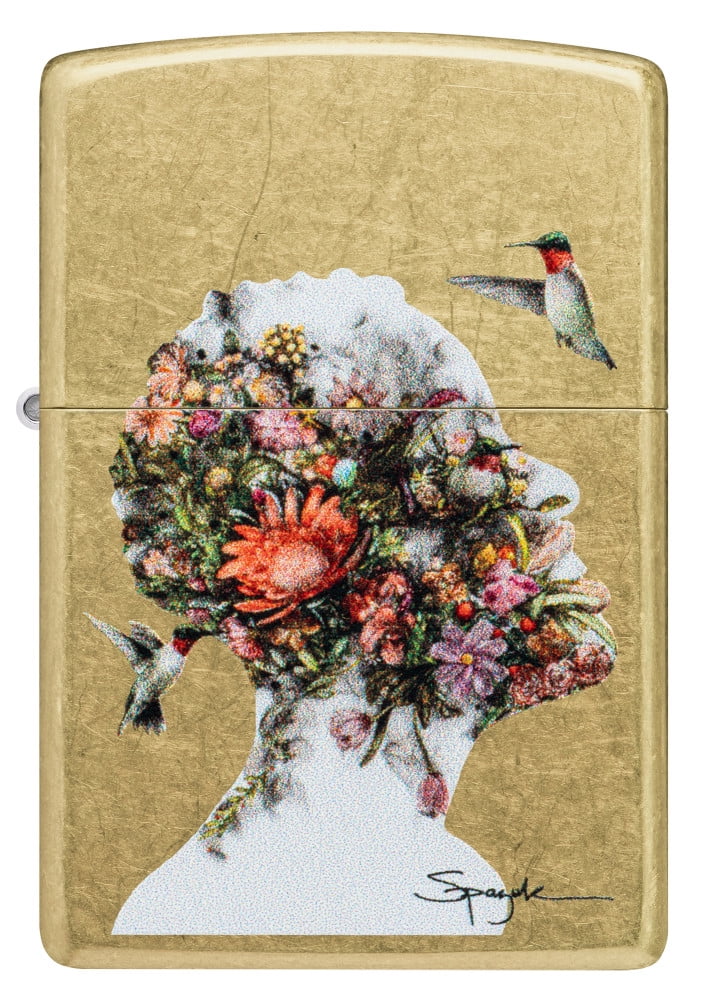 Zippo Pocket Lighter Spazuk Hummingbirds Design Street Brass