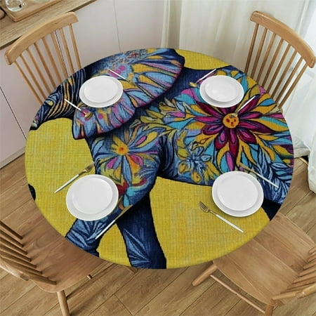 

Patifu Elephant Theme Round Tablecloth Stain-Resistant Washable for Indoor Outdoor Restaurants Weddings Parties Picnic Camping Kitchen Dining Home Decoration 31 -35