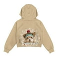 thumbnail image 5 of Xoenoiee Yorkshire Snowflake Bulb Print Long Sleeve Hoodies for Girls Kids Christmas Fleece Fashion Half Zip Sweatshirts Xmas Y2k Fall Clothes for Teens Child, 13-14 Years, 5 of 7