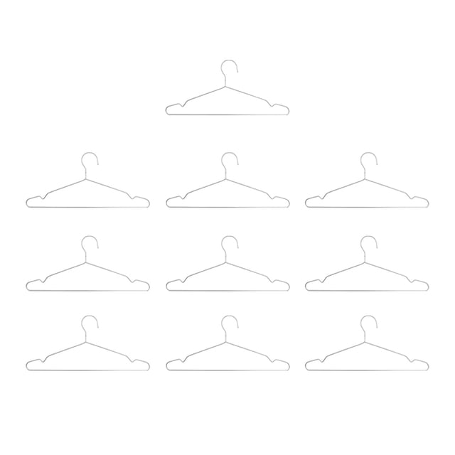 10Pcs Silver Metal Wire Coat Clothes Hangers Wet Dry Dual Use Hanger Laundry Rack Portable Drying Rack Household Coat Hanger for Home Wardrobe Daily Use