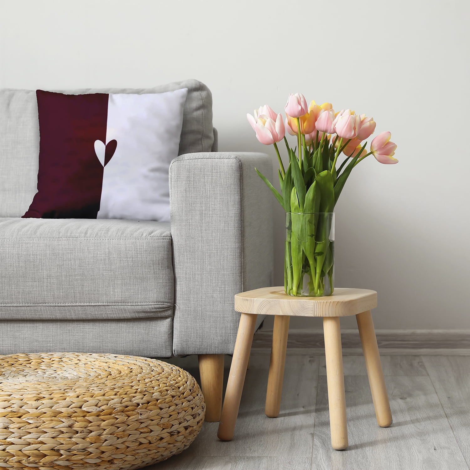 26" x 26" Simply Daisy Modern Heart Polyester Accent Pillow, Burgandy Qty 1
