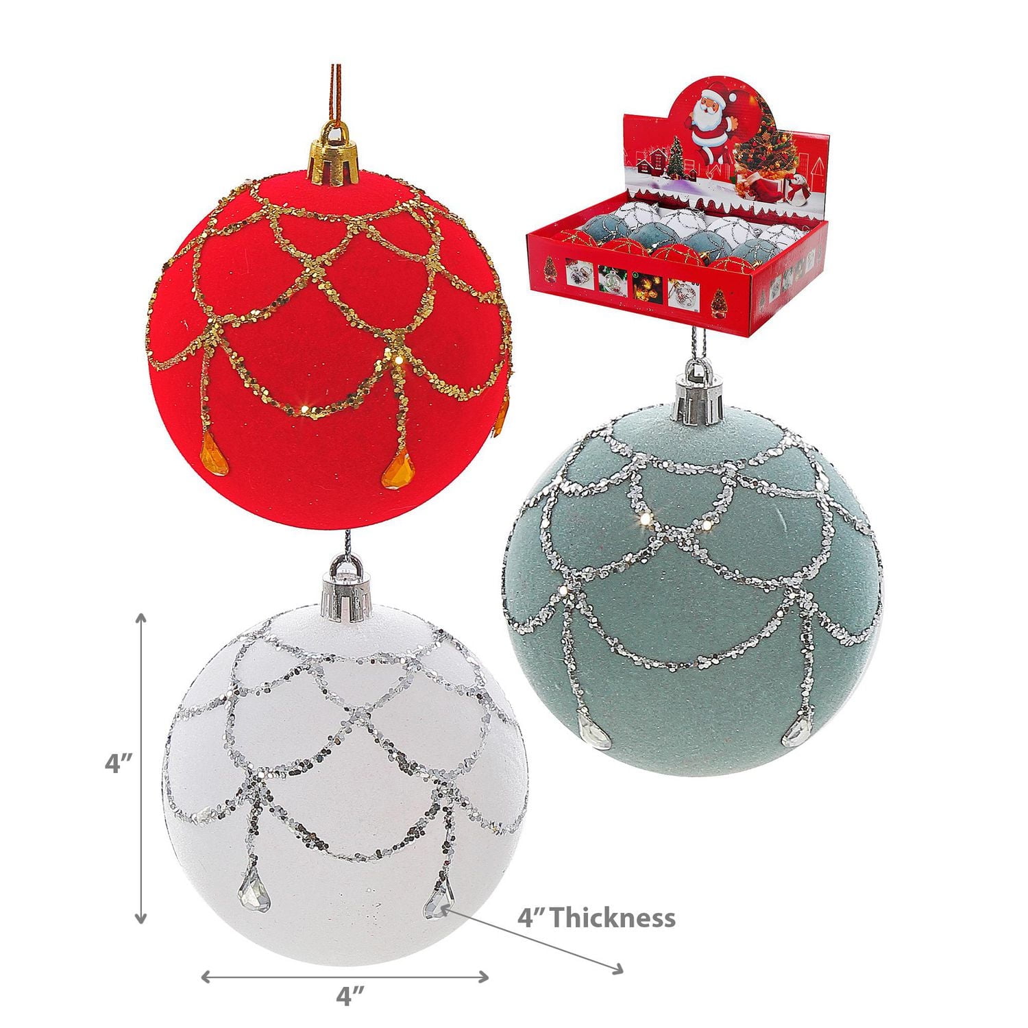 Christmas 10Cm Ornaments Glitter Drops - Set of 12