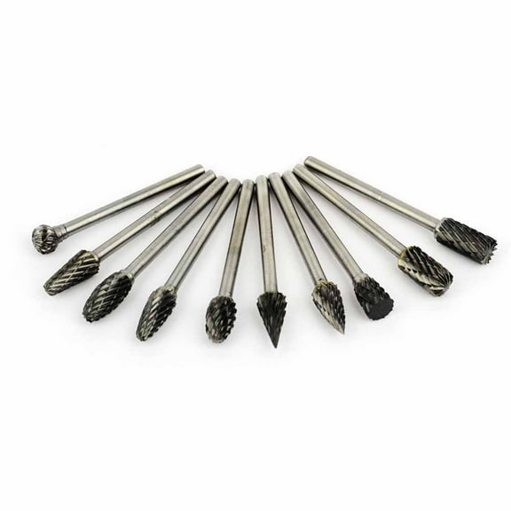 Big Horn 19263 10 pcs Tungsten Steel Solid Carbide Burrs (Rotary Files) Diamond Burrs Set