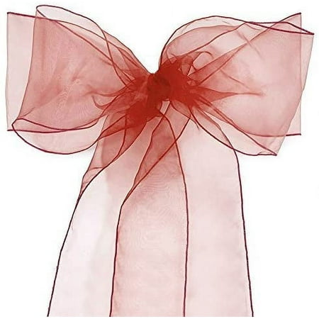 

ERDOUY 25 Pack Organza Banquet Chair Sash Sashes Bows Ties for Weddings Party Decoration White Pink Purple Gold Red(25 Pack Buryundy)