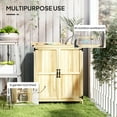 thumbnail image 3 of Outsunny Outdoor Garden Shed, Wooden Backyard Shed with Metal Tabletop, Shelf and 2 Doors for Patio, Lawn, Natural Wood, 3 of 9