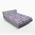thumbnail image 2 of Ambesonne Cactus Fitted Sheet, Blooming Flowers Pattern, King Size, Dark Indigo Plum Quartz, 2 of 5