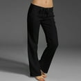 thumbnail image 2 of Seductiva Women's Pants Women's Corduroy Pants Summer Wide Leg Pants Solid Casual Linen Drawstring Cropped Pants with Pockets Business Work Casual Pants, 2 of 5