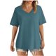 thumbnail image 1 of Tops Cortos para Mujeres Cuello en V Suelto Casual de Manga Corta, Camisa de Moda de Cuatro Estaciones para el Uso Diario, 1 of 6