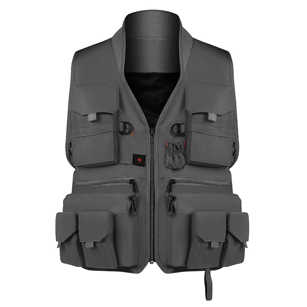 Black multi pocket vest store