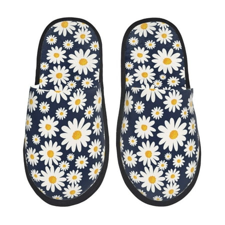 

Tideii Daisy Floral for Home Indoor Cotton Slippers Autumn and Winter EVA Plush Slippers Household Supplies Unisex-Large