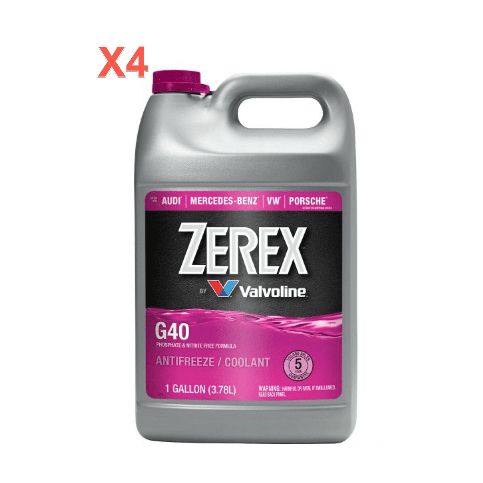 4 Gallons Engine Coolant/Antifreeze Zerex PINK Concentrated G40 Formula