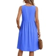 thumbnail image 6 of FAIWAD Linen Dress Women Sleeveless Loose Summer Knee Length Sundresses Plus Size Casual Beach Dress with Pockets, 6 of 9