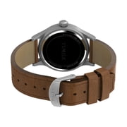 Timex Mens Expedition Scout 40mm Watch – Silver-Tone Case Green Dial with Brown Leather Strap
