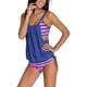 thumbnail image 4 of Traje de baño tipo tankini con rayas alineadas dobles para mujer Adepaton CJWUS-4487, 4 of 5