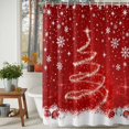 thumbnail image 4 of Red Christmas Shower Curtain, Snowflake Xmas Tree Ball Winter Modern Abstract Art Waterproof Fabric Shower Curtains with 12 Hooks, Bathroom Curtain Set for Bathroom Accessories Decor, 48 x 72 Inches, 4 of 9