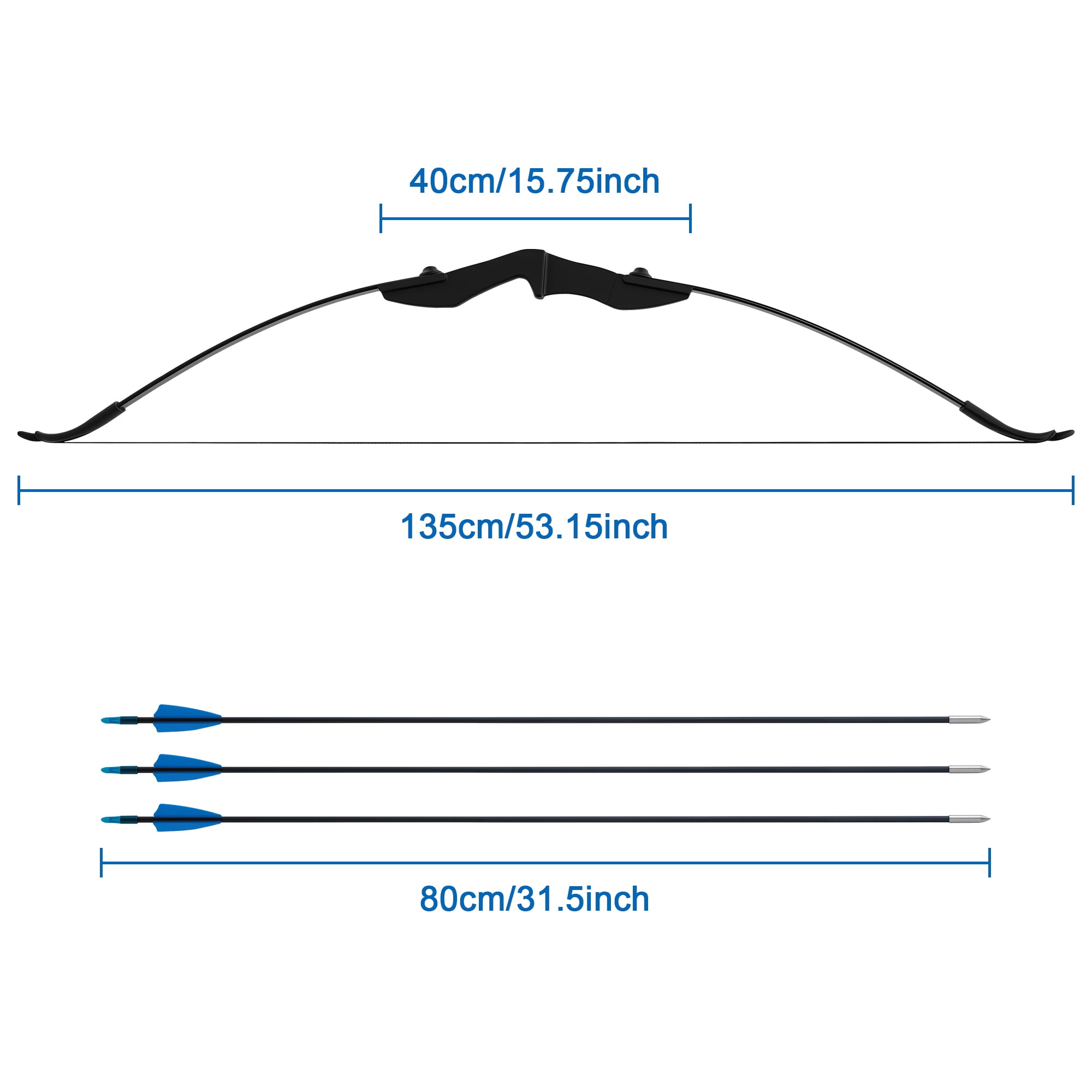 Petoto Recurve Bow and Arrow Set, Takedown Recurve Bows Archery for Adults Left and Right Hands 40lbs Archery Set