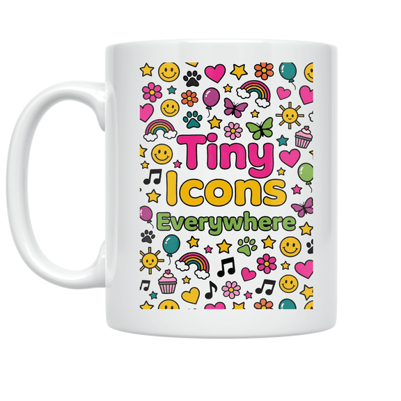 Tiny Icons Everywhere Design - Office Enthusiast - 11 oz Ceramic Coffee Mug