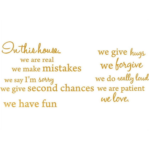 GOLD(CHROME MIRROR) 27" x 30" In this house, We are Real... Vinyl Wall Art Home Decor Decal Sticker