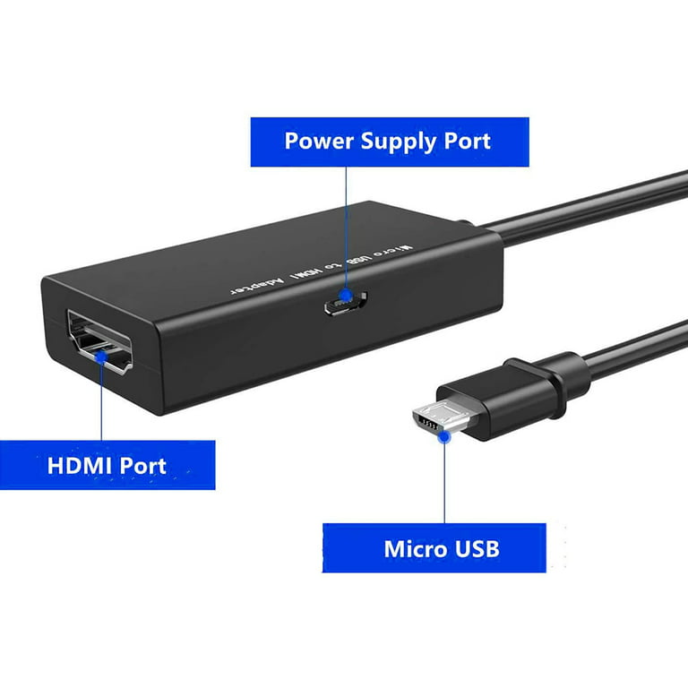 Adaptador de cable micro USB a HDMI, teléfono MHL de 5 pines a HDMI 1080P  4K gráfico de video para teléfonos inteligentes Samsung