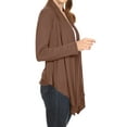 thumbnail image 2 of Moa Collection Women's Long Sleeve Draped Neck Open Front Waist Length Solid Cardigan, 2 of 4