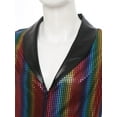 thumbnail image 5 of inlzdz Mens Retro 70s Disco Jumpsuit Shiny Plaid Romper Hippie Music Festival Jazz Party Outfit Rainbow L, 5 of 7