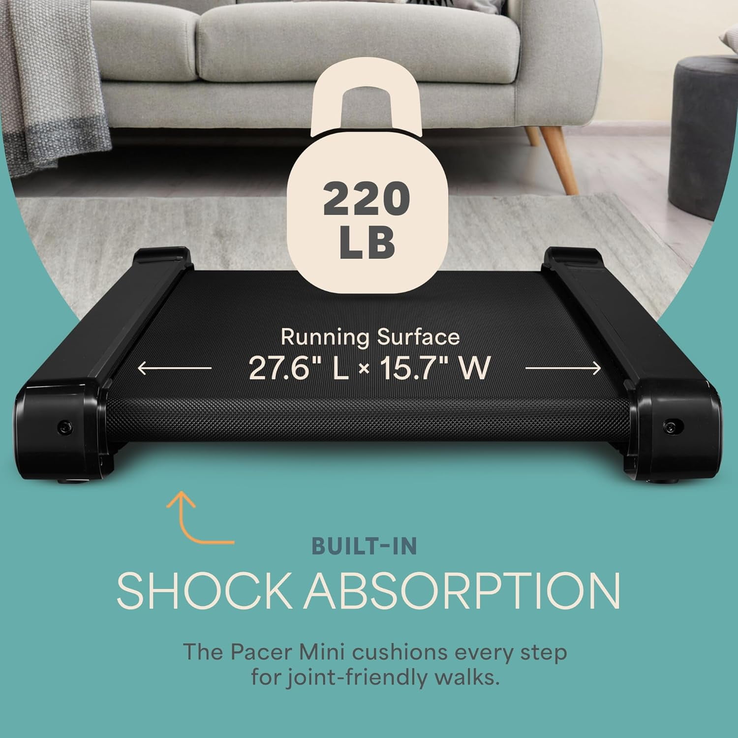 LifePro 30in Walking Pad Treadmill Under Desk – Compact Walking Pad for Home & Office, 7° Incline, 3 MPH, LED Display - Black