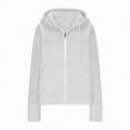 thumbnail image 4 of Godom Women's Drawstring Zip Up Cute Hoodies Fall Jacket Oversized Casual Solid Color Sweatshirts with Pocket, 4 of 5