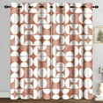 thumbnail image 2 of Retro Patterned Curtains 2 Panels, Modern Geometric Boho Circle Mid Century Blackout Curtain, Abstract Sunset Ocean Orange White Farmhouse Grommet Drapes for Living Room Bedroom Dining Room 42x63in, 2 of 7