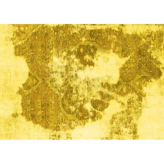 Ahgly Company Machine Washable Indoor Rectangle Abstract Yellow Modern Area Rugs, 6' x 9'