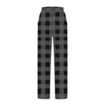 thumbnail image 5 of Ashirexll Pants for Women, Wide Leg Pants Woman, Fashion Plaid Printed Loose Casual Pants Summer Elastic Waist and Wide Leg Pants with Pockets, 5 of 5
