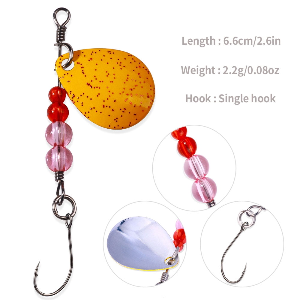 Fishing Lures Spinnerbaits, HENGJIA 15PCS Fishing Lure,Trout Bass Spinner Lures with Sharp Hook for Freshwater Fishing, 2.6in/0.08oz