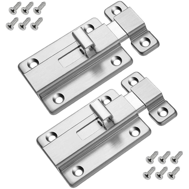 Pernos de puerta de 4 pulgadas, 2 piezas de pestillo de puerta corrediza de acero inoxidable, perno corredizo montado en superficie para todo tipo de puertas interiores