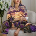 thumbnail image 6 of Daiia Starry Night Purple Irises for Women's Long-Sleeved Pajama Set – Soft & Comfortable Sleepwear Button-Up Pajamas Cozy Lounge Wear-Small, 6 of 7